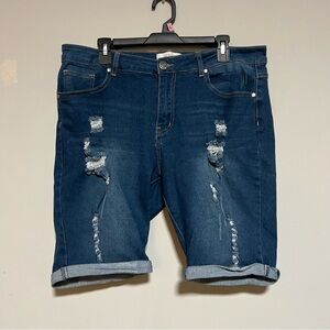 1826 Womens Plus Size 18 Denim Jeans Factory Distressed Rolled Hem 5 Pockets